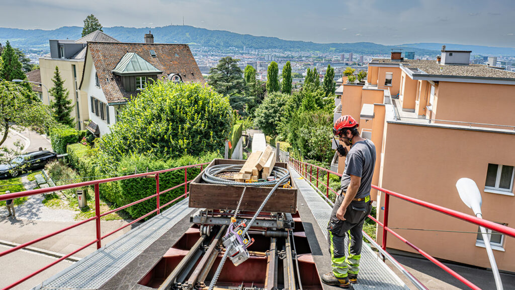 Installation Zugseil der Rigiblick Standseilbahn